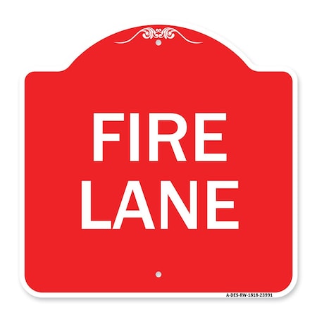 Signmission Designer Series Sign-Fire Lane Supplementary, Red & White Aluminum Sign, 18" x 18", RW-1818-23991 A-DES-RW-1818-23991